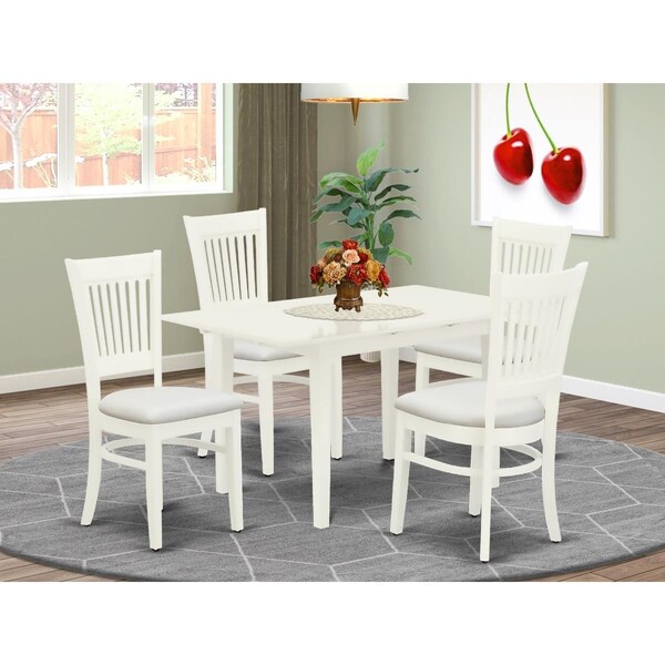 East West Furniture 5 Piece Norden Kitchen Table Set - Linen White NFVA5-LWH-C - main